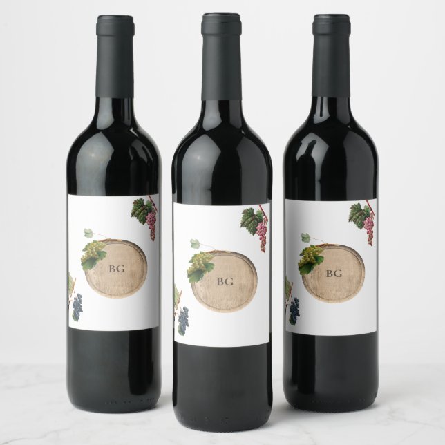 Rustic Wine Barrel Winery Vineyard Wedding Wine Label (Bottles)