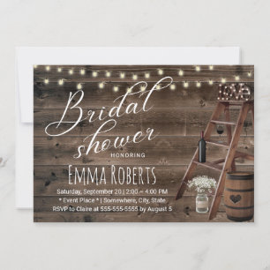 Rustic Wine Barrel & Wooden Ladder Bridal Shower Invitation