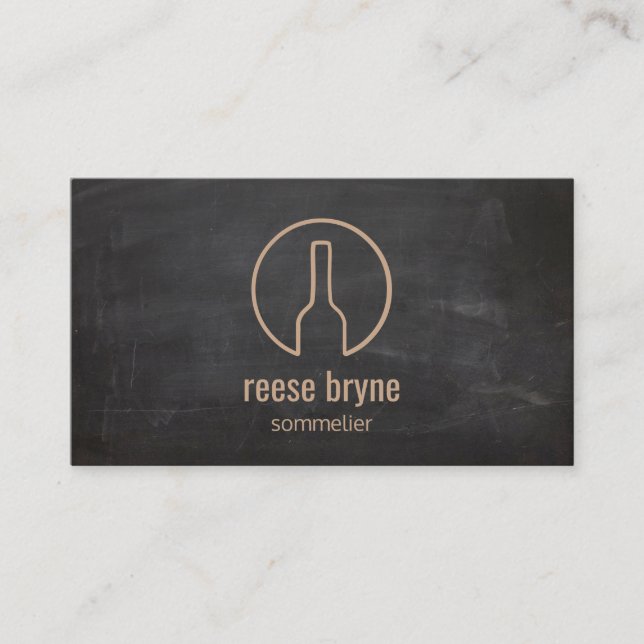 Rustic Wine Bottle Logo Sommelier Business Business Card (Front)