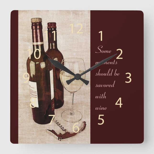 Rustic wine bottles and wine glass clock (Front)