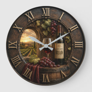 Rustic Wine Cellar Vineyard Winery Decor Large Clock