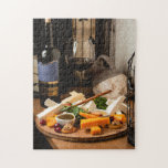 Rustic Wine Cheese Platter Tasty Food Jigsaw Puzzle<br><div class="desc">This tasty looking design features a rustic setting of wine and cheese #food #tasty #gastronomy #cheese #wine #walnuts#rustic #crackers #fun #games #gift #gifts #holidays #christmas #stockingstuffers #secretsanta #winelover</div>