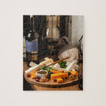 Rustic Wine Cheese Platter Tasty Food Jigsaw Puzzle<br><div class="desc">This tasty looking design features a rustic setting of wine and cheese #food #tasty #gastronomy #cheese #wine #walnuts#rustic #crackers #fun #games #gift #gifts #holidays #christmas #stockingstuffers #secretsanta #winelover</div>