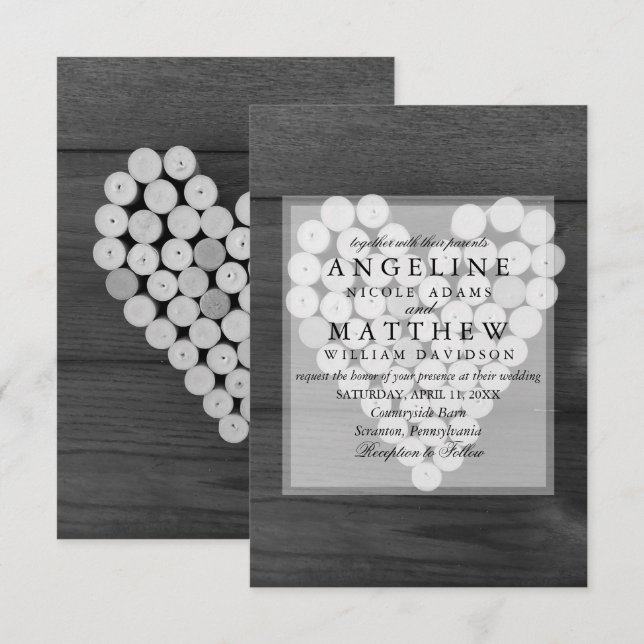 Rustic Wine Cork Heart Vineyard Wedding Invitation (Front/Back)
