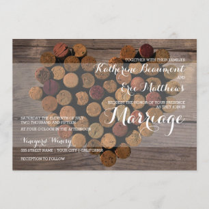 Rustic Wine Cork Wedding Invitation