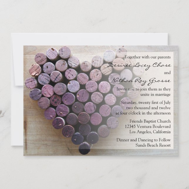 Rustic Wine Cork Wedding Invitation (Back)