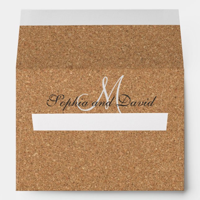 Rustic Wine Cork Wedding Monogram Envelope (Back (Bottom))