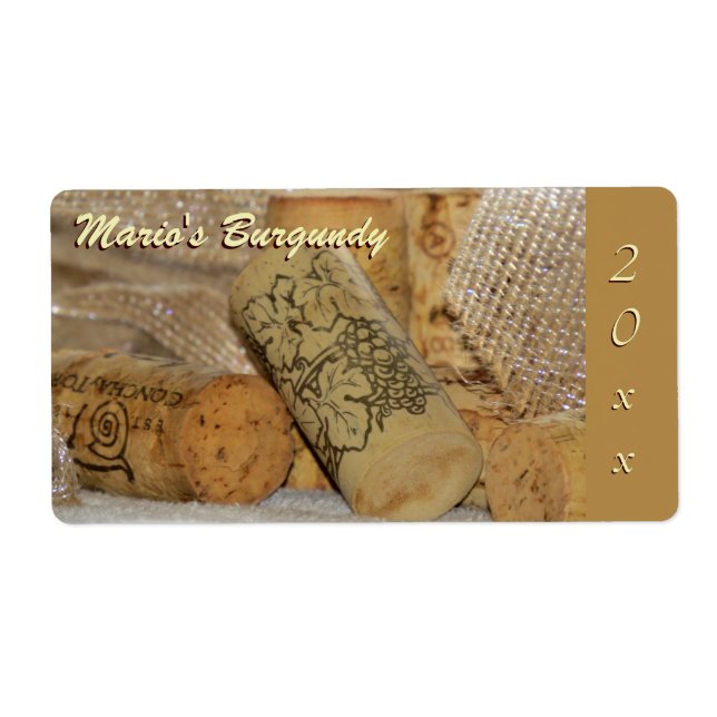 Rustic Wine Corks with Ribbon Wine Bottle Labels (Front)