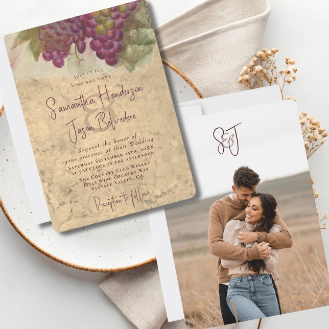 Rustic Wine Country Wedding Couples Photo Invitation (Creator Uploaded)