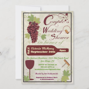 Rustic Wine Couples Wedding Shower Invitations