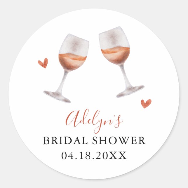 Rustic Wine Tasting Bridal Shower Favour   Classic Round Sticker (Front)