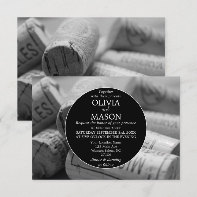 Rustic Wine Themed Vineyard Wedding Invitation (Front/Back)