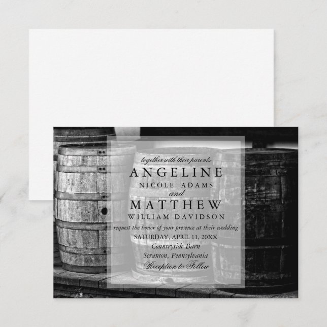 Rustic Wine Themed Vineyard Wedding Invitation (Front/Back)