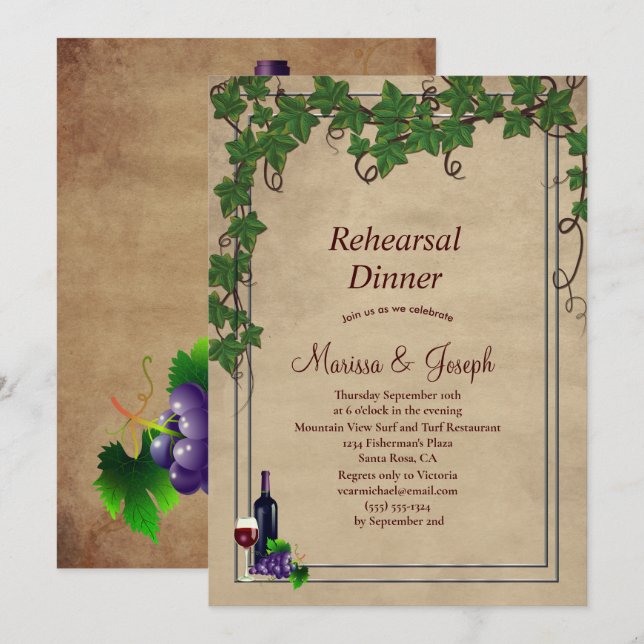 Rustic Wine Vineyard Wedding Invitation (Front/Back)