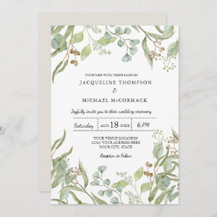 Rustic Winery Boho Eucalyptus Greenery Wedding Invitation