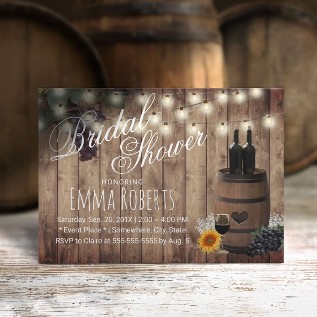 Rustic Winery Country Wine Barrel Bridal Shower Invitation (Creator Uploaded)