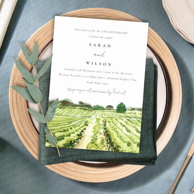 Rustic Winery Vineyard Any Year Anniversary Invite (Creator Uploaded)