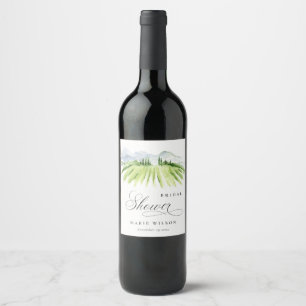 Rustic Winery Vineyard Mountain Bridal Shower Wine Label