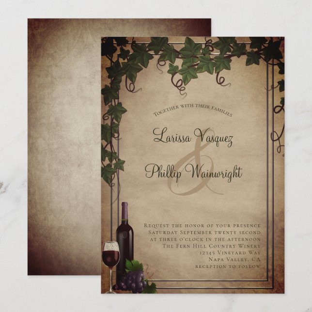 Rustic Winery Vineyard Wedding  Invitation (Front/Back)