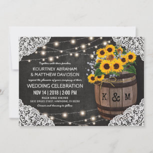 Rustic Winery Wedding Invitation   String Lights
