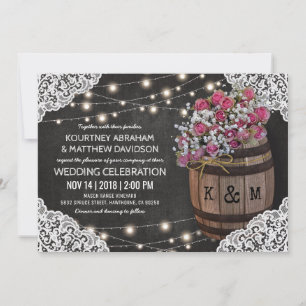 Rustic Winery Wedding Invitation String Lights