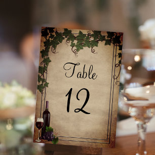 Rustic Winery Wedding Reception Table Numbers