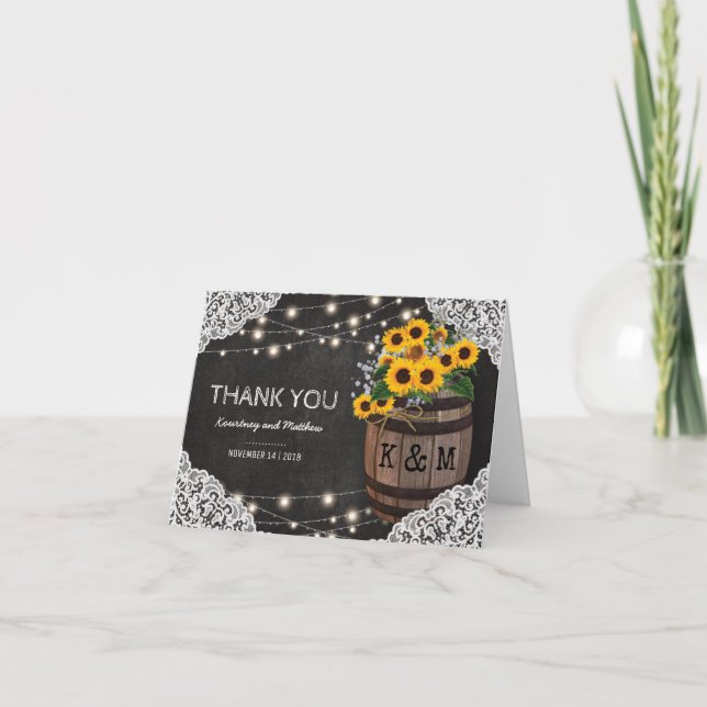 Rustic Winery Wedding Thank You | String Lights (Front)