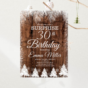 Rustic Winter 30th Birthday Party Invitation
