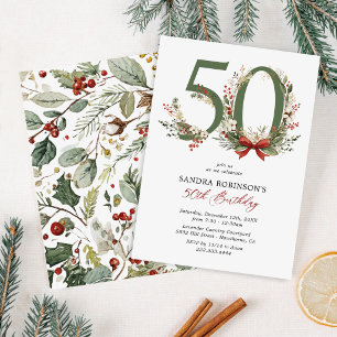 Rustic Winter 50th Birthday Invitation