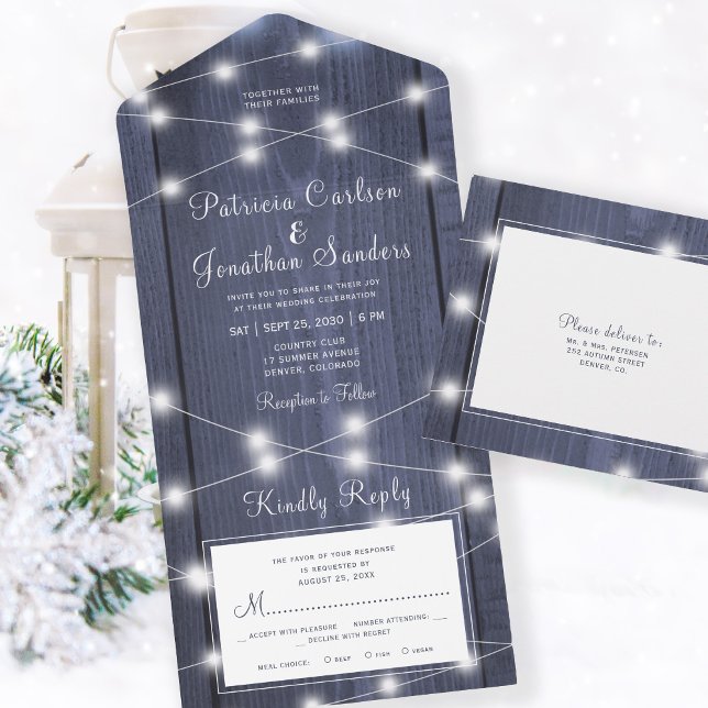 Rustic winter all in one wedding rsvp all in one invitation (Creator Uploaded)