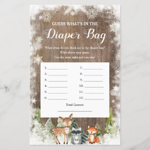 Rustic Winter Animal Woodland What's in Diaper Bag
