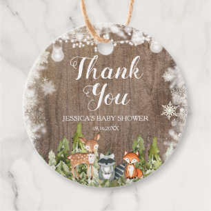 Rustic Winter Animals Woodland Baby Shower Favour Tags