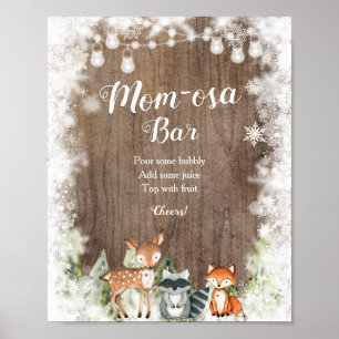 Rustic Winter Animals Woodland Mum-osa Bar Poster
