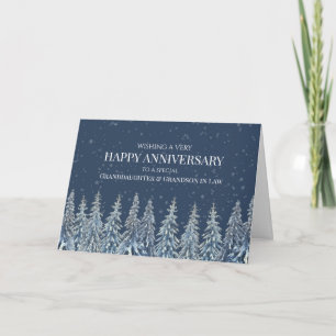 Rustic Winter Anniversary Granddaughter & Husband Thank You Card