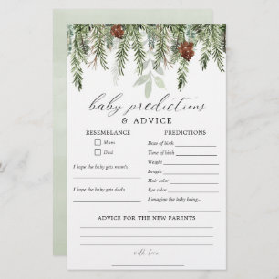 Rustic winter Baby predictions advice card