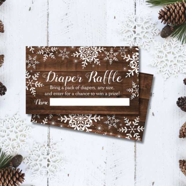 Rustic Winter Baby Shower Diaper Raffle Ticket Enclosure Card (Creator Uploaded)