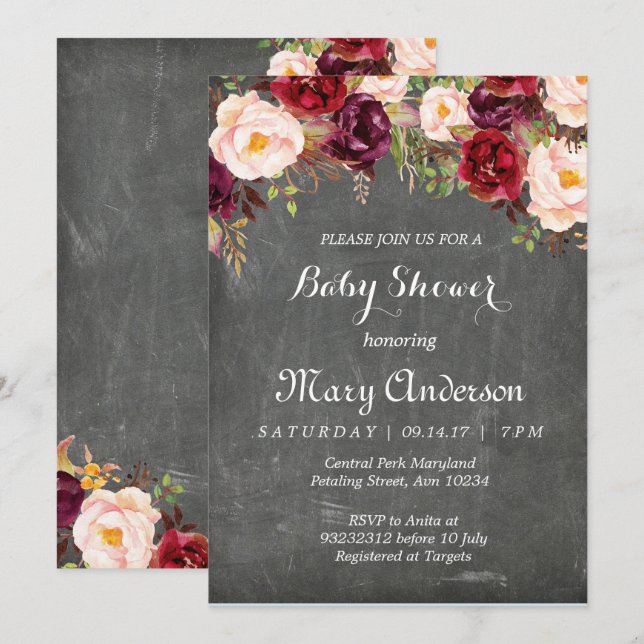 Rustic Winter Baby Shower Invite (Front/Back)