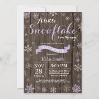 Rustic Winter Baby Shower Purple White Snowflake