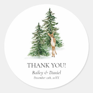 Rustic Winter Baby Shower Round Favour Stickers