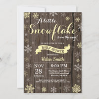 Rustic Winter Baby Shower Yellow White Snowflake