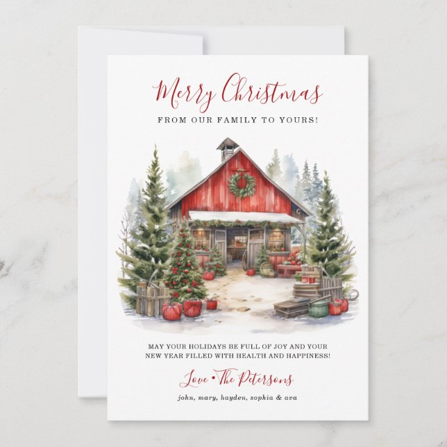 Rustic Winter Barn Christmas Holiday Card (Front)