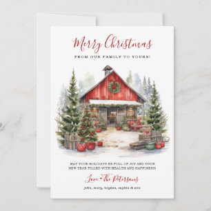 Rustic Winter Barn Christmas Holiday Card