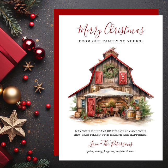 Rustic Winter Barn Christmas Holiday Card (Creator Uploaded)