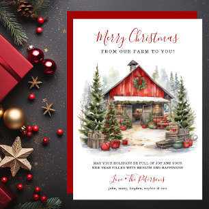 Rustic Winter Barn Christmas Holiday Card