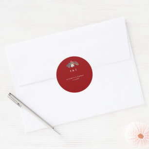 Rustic Winter Berries Green Red Wedding Classic Round Sticker
