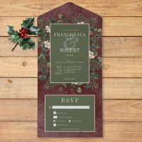 Rustic Winter Berries & Pine Burgundy Two Dinner