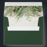 Rustic Winter Berries Pine Cone Greenery Envelope<br><div class="desc">Evoke winter's magic with our enchanting wedding envelopes. Displaying meticulously hand-painted watercolor illustrations of lush greenery,  pine and spruce branches,  cones,  and holly berries,  embellished with shimmering gold glitter. Perfect for infusing seasonal spirit into your winter or Christmas-themed events.</div>