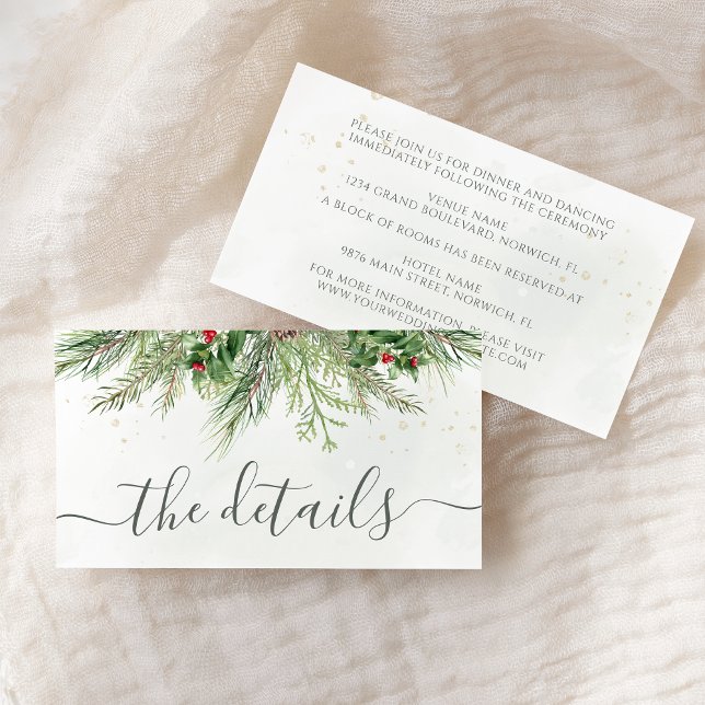 Rustic Winter Berries Pine Cone Greenery Wedding Enclosure Card (Creator Uploaded)
