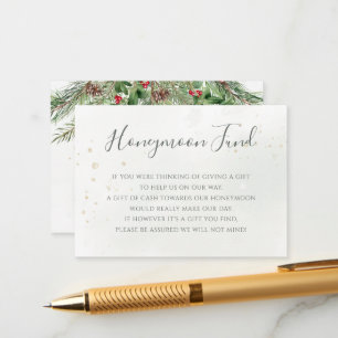 Rustic Winter Berries Pine Cone Greenery Wedding Enclosure Card