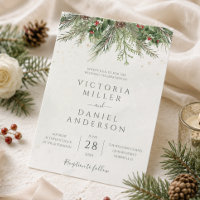 Rustic Winter Berries Pine Cone Greenery Wedding